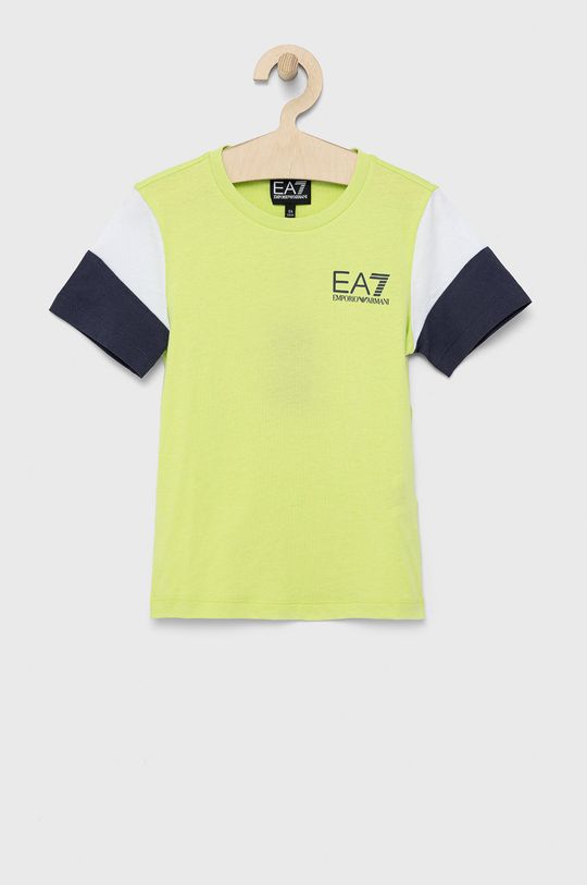 jasny zielony EA7 Emporio Armani t-shirt bawełniany dziecięcy 3LBT65.BJ02Z Chłopięcy