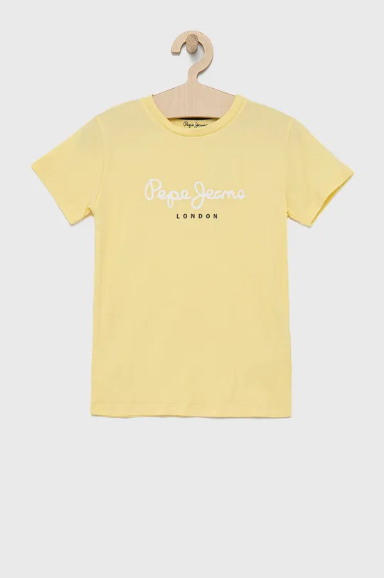 żółty Pepe Jeans t-shirt bawełniany dziecięcy New Art Chłopięcy