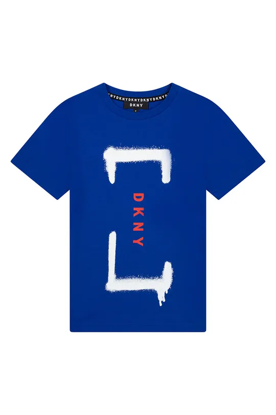 Παιδικό βαμβακερό μπλουζάκι DKNY σκούρο μπλε