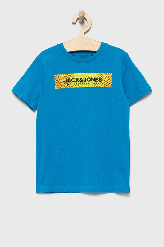 niebieski Jack & Jones t-shirt bawełniany dziecięcy Chłopięcy