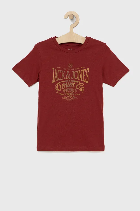 czerwony Jack & Jones t-shirt bawełniany dziecięcy Chłopięcy