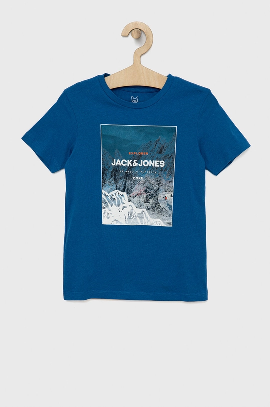 niebieski Jack & Jones t-shirt bawełniany dziecięcy Chłopięcy