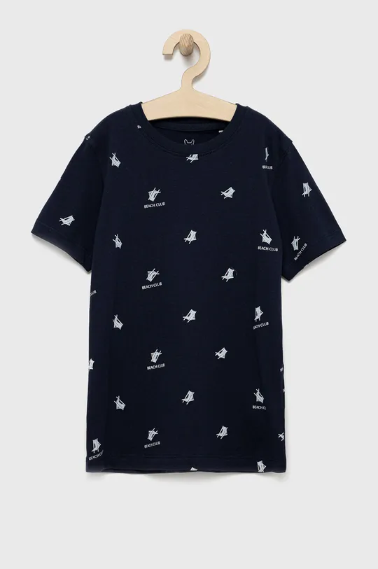 granatowy Jack & Jones t-shirt bawełniany dziecięcy Chłopięcy