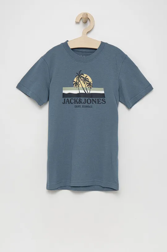 niebieski Jack & Jones t-shirt bawełniany dziecięcy Chłopięcy