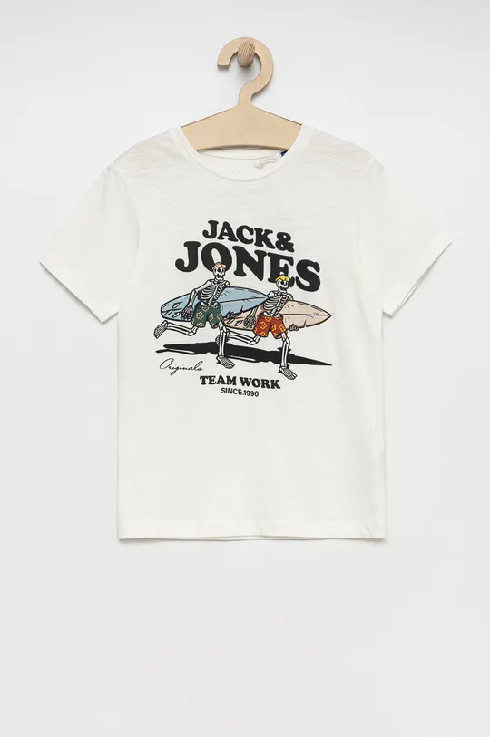 biały Jack & Jones t-shirt bawełniany dziecięcy Chłopięcy