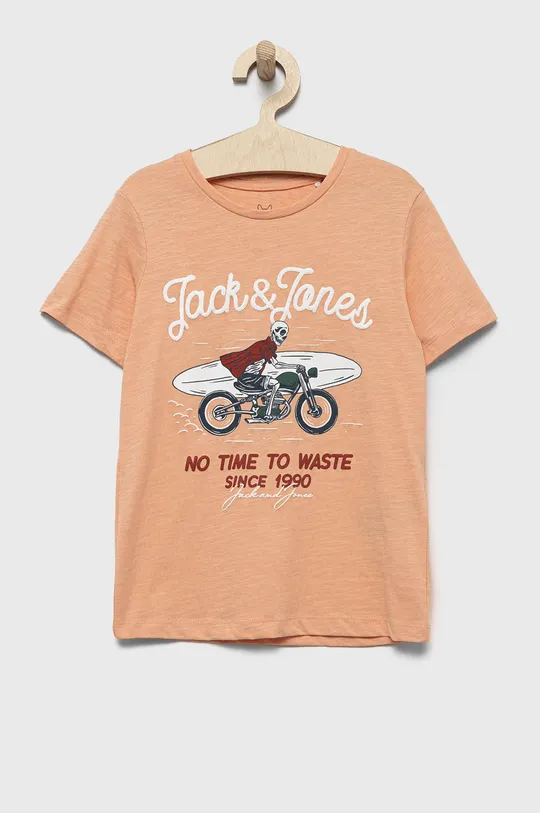 pomarańczowy Jack & Jones t-shirt bawełniany dziecięcy Chłopięcy