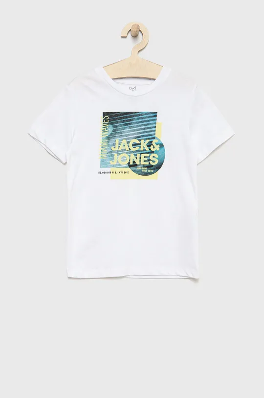 biały Jack & Jones t-shirt bawełniany dziecięcy Chłopięcy
