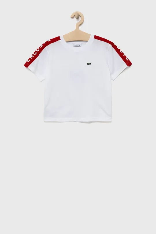 biały Lacoste t-shirt bawełniany dziecięcy TJ2659 Chłopięcy