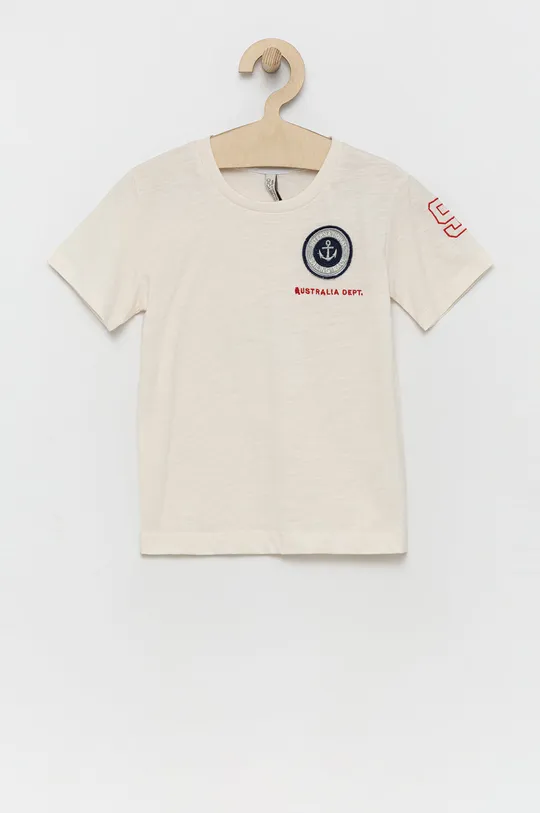 beżowy Birba&Trybeyond t-shirt bawełniany dziecięcy Chłopięcy