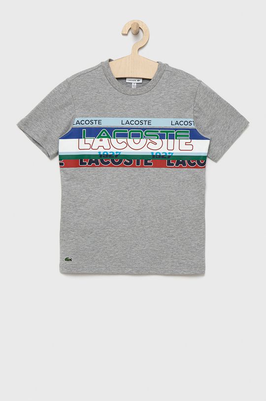 jasny szary Lacoste t-shirt bawełniany dziecięcy TJ3126 Chłopięcy