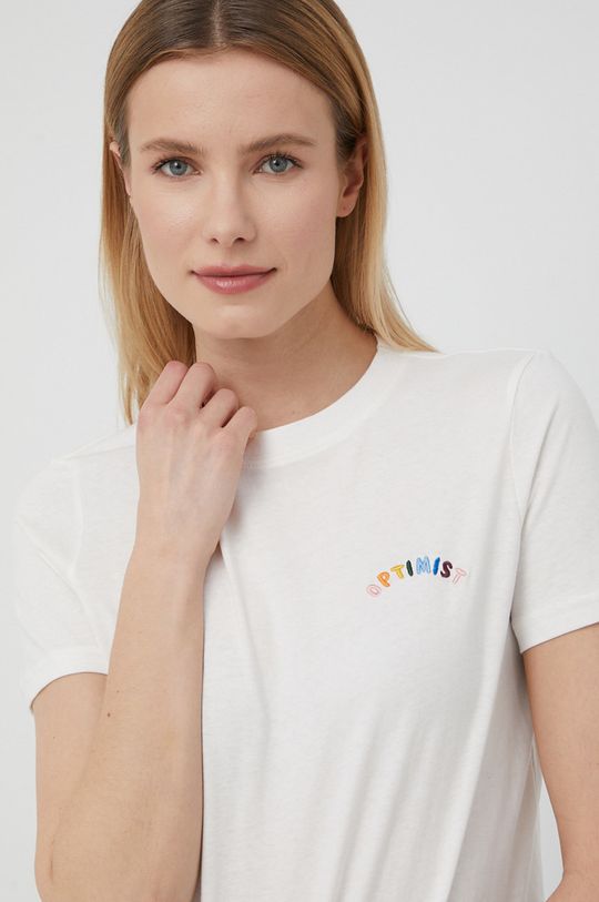 biały Vila t-shirt bawełniany