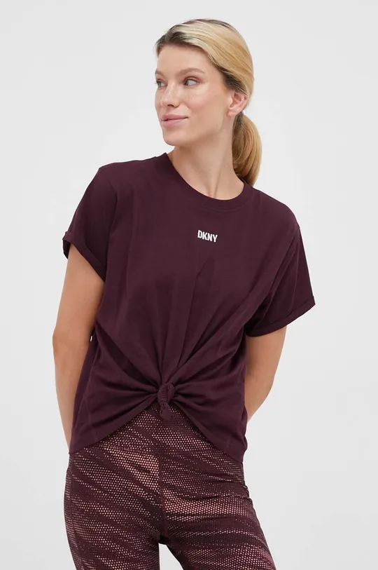μπορντό Βαμβακερό μπλουζάκι DKNY Γυναικεία