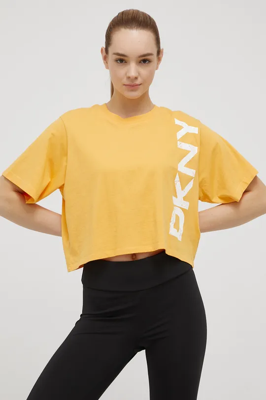 oranžová Bavlnené tričko Dkny Dámsky