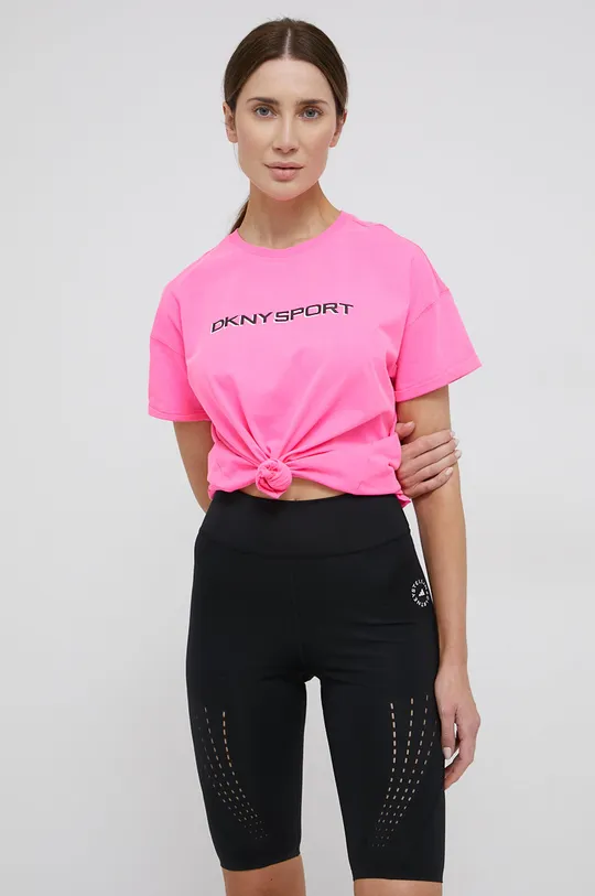 różowy Dkny T-shirt bawełniany DP1T8771 Damski