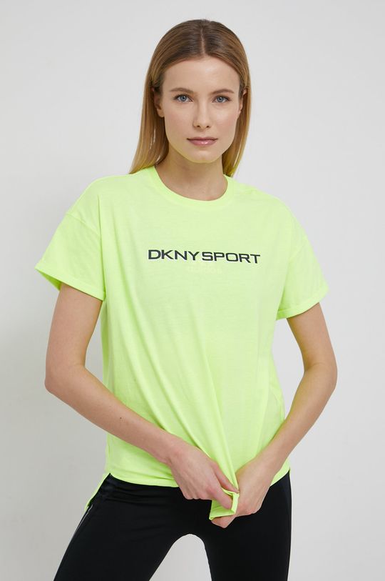 żółto - zielony Dkny T-shirt bawełniany DP1T8771 Damski