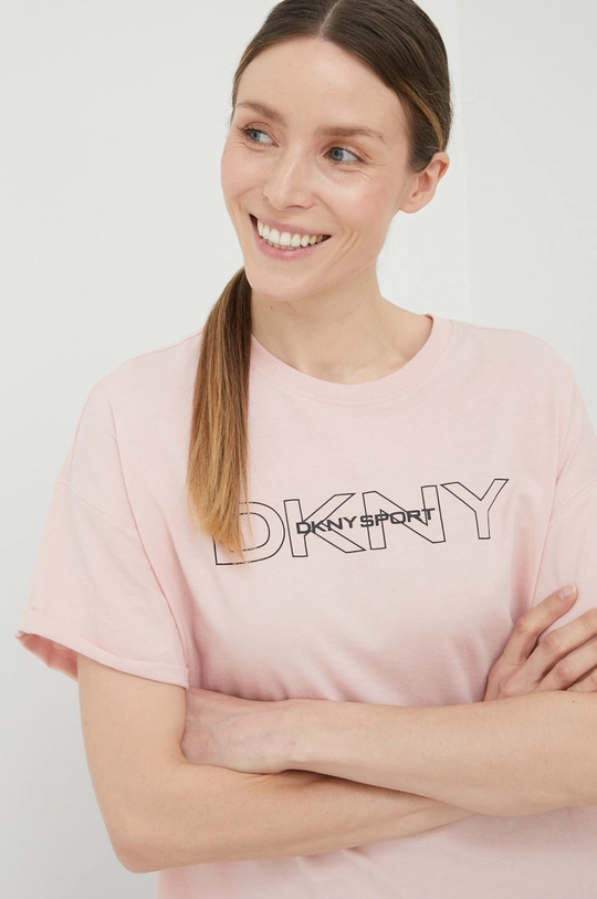 różowy Dkny t-shirt bawełniany DP1T8483