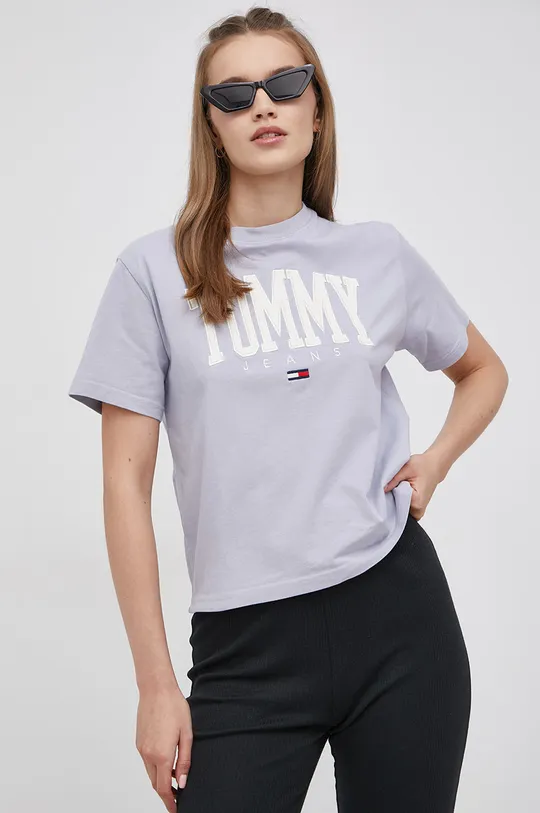 fioletowy Tommy Jeans T-shirt bawełniany DW0DW12111.PPYY