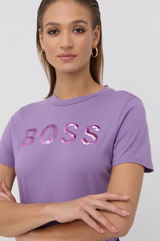 μωβ Βαμβακερό μπλουζάκι Boss Γυναικεία