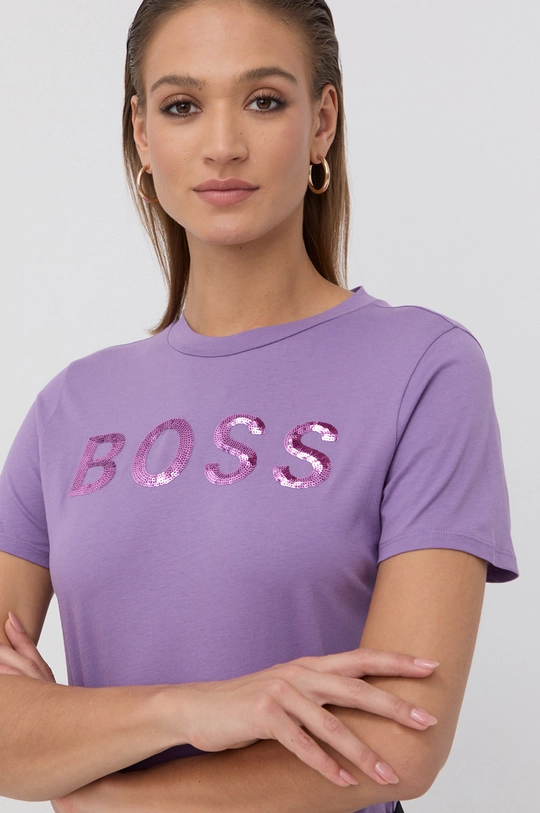 fioletowy Boss T-shirt bawełniany 50464505 Damski