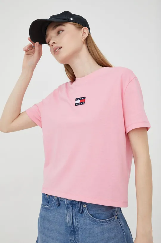 różowy Tommy Jeans t-shirt DW0DW10404.PPYY