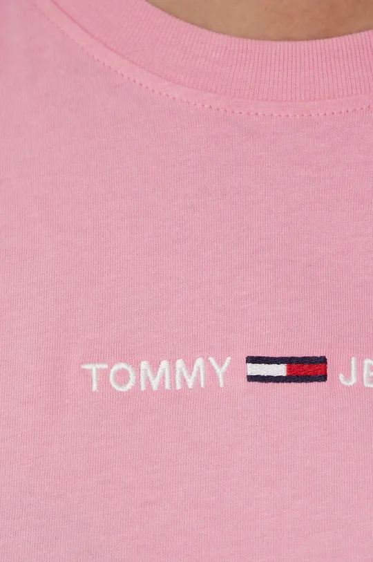 ροζ Tommy Jeans - Βαμβακερό μπλουζάκι