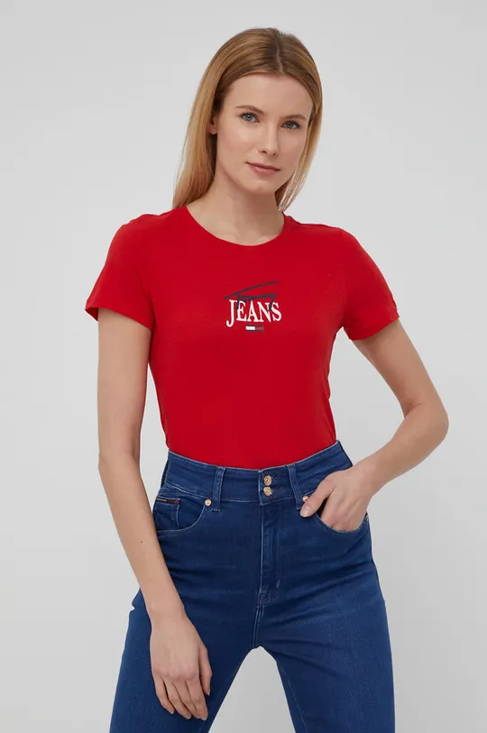 κόκκινο Tommy Jeans - Μπλουζάκι Γυναικεία