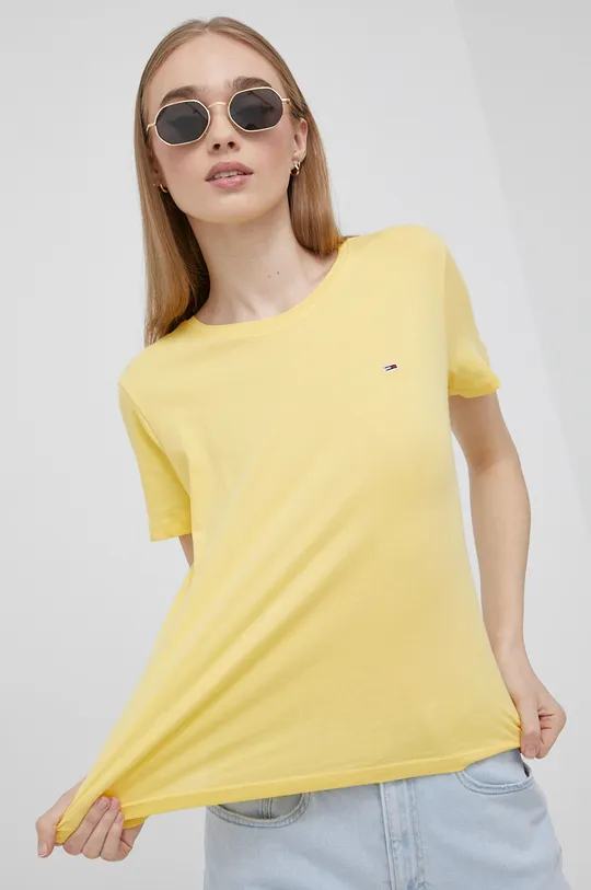 žltá Bavlnené tričko Tommy Jeans Dámsky