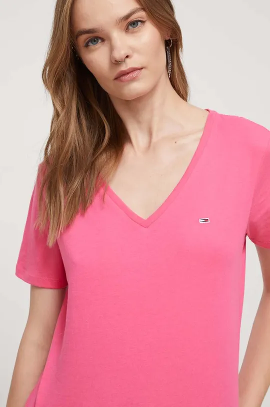 рожевий Бавовняна футболка Tommy Jeans Жіночий