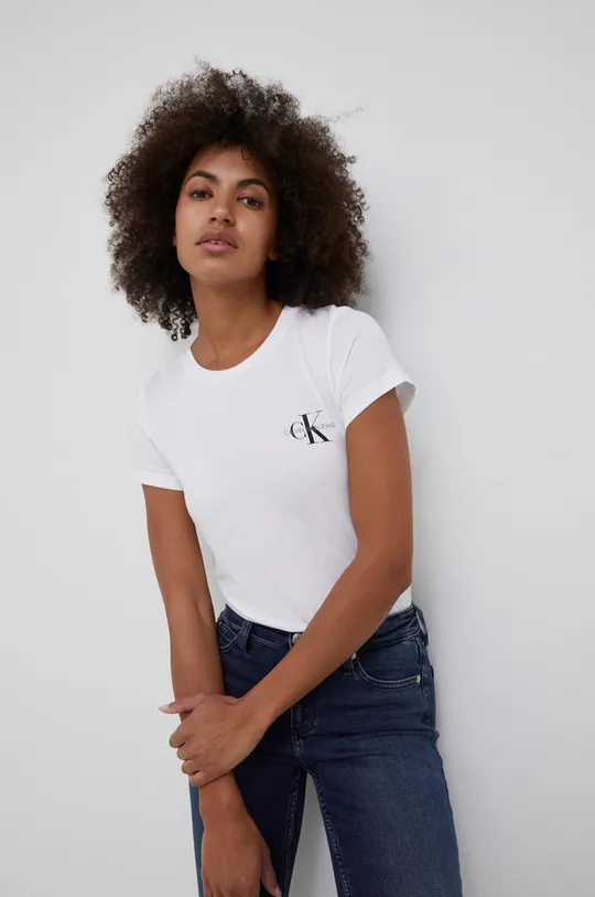 fioletowy Calvin Klein Jeans t-shirt bawełniany (2-pack) J20J214364.PPYY Damski
