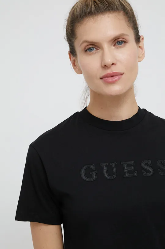czarny Guess T-shirt bawełniany