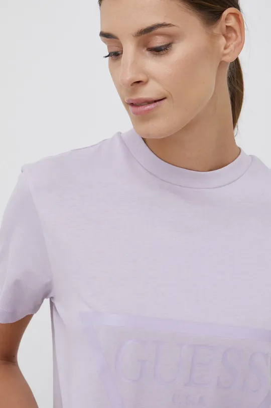 Bavlnené tričko Guess fialová