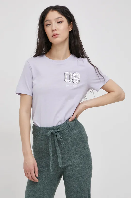 vijolična Bombažen t-shirt Only Ženski