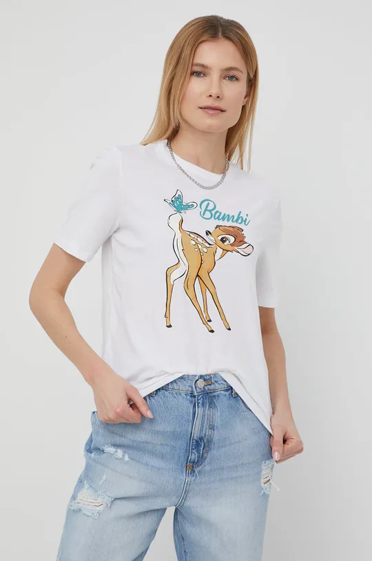 λευκό Only - Βαμβακερό μπλουζάκι x Disney Γυναικεία