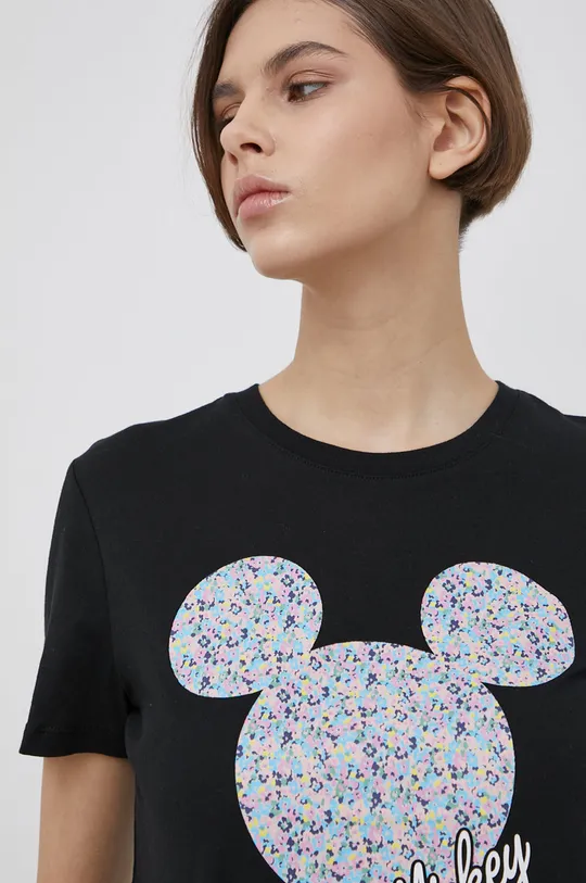 μαύρο Only - Βαμβακερό μπλουζάκι x Disney