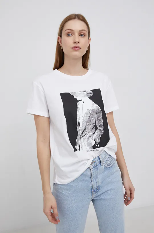 biały Emporio Armani t-shirt bawełniany