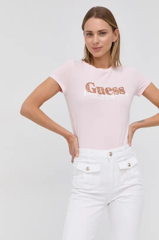 różowy Guess T-shirt