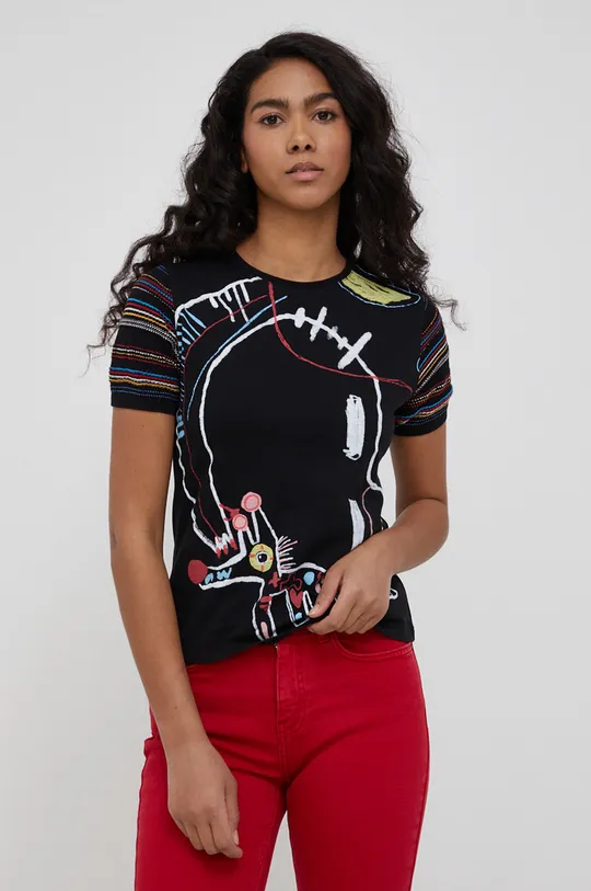 μαύρο Desigual - Βαμβακερό μπλουζάκι Γυναικεία