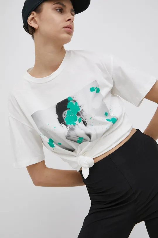λευκό Vero Moda - Βαμβακερό μπλουζάκι Γυναικεία