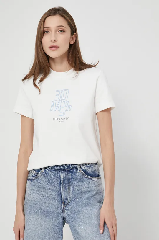 λευκό Βαμβακερό μπλουζάκι Miss Sixty Γυναικεία