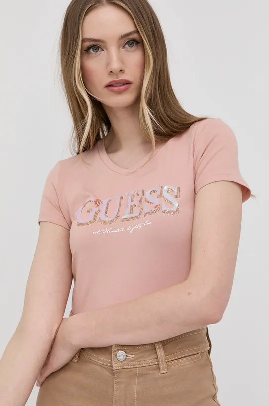 różowy Guess t-shirt W2GI05.J1300 Damski