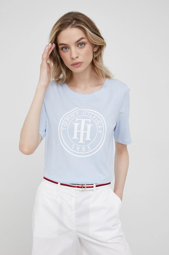 niebieski Tommy Hilfiger t-shirt bawełniany Damski