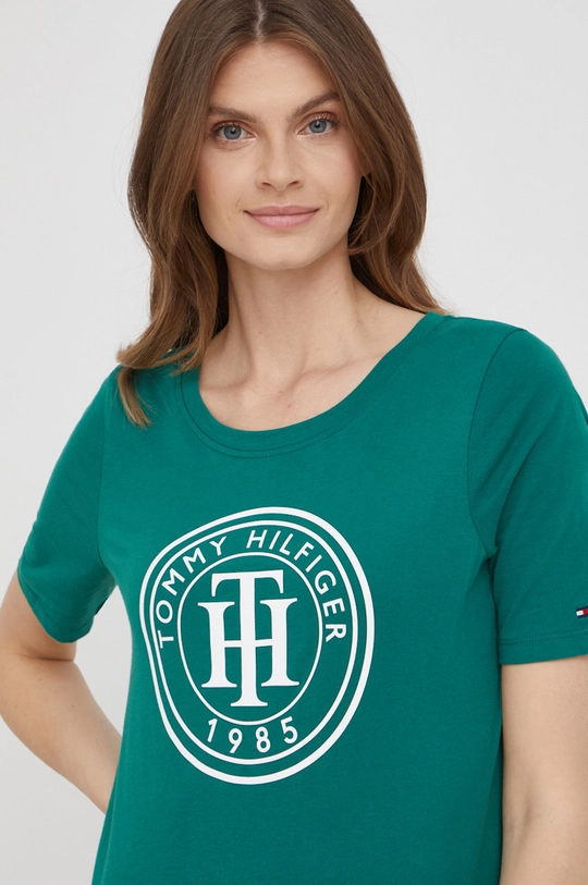 zielony Tommy Hilfiger t-shirt bawełniany