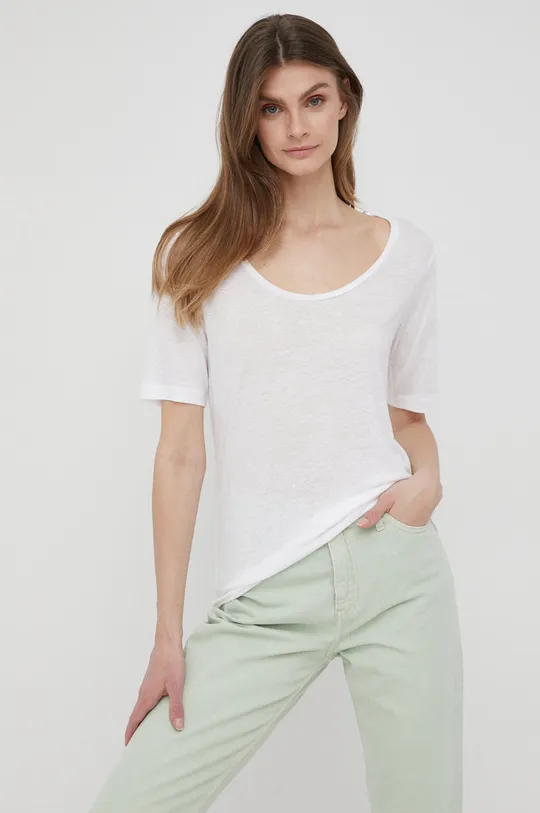 λευκό Μπλουζάκι με λινό μείγμα Tommy Hilfiger Γυναικεία