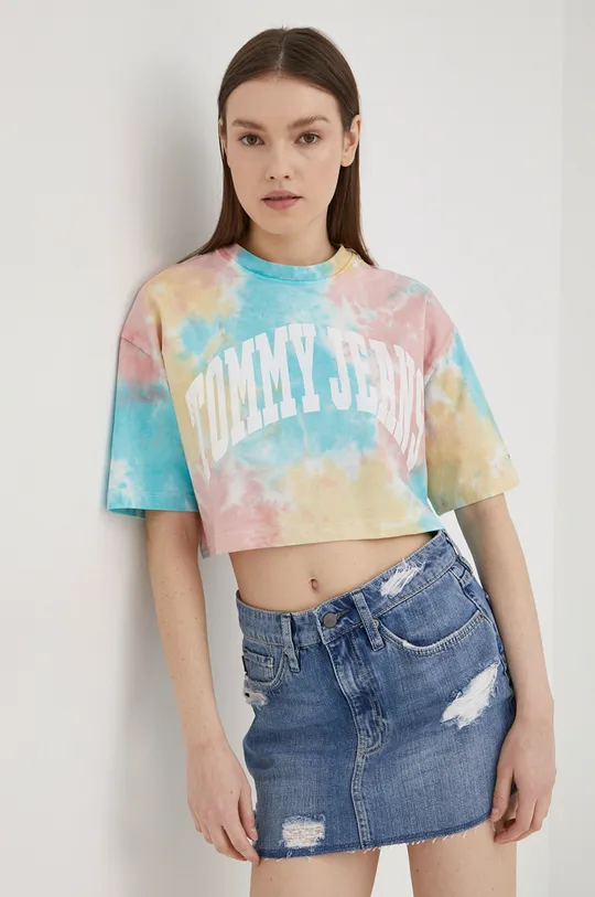 πολύχρωμο Βαμβακερό μπλουζάκι Tommy Jeans Γυναικεία