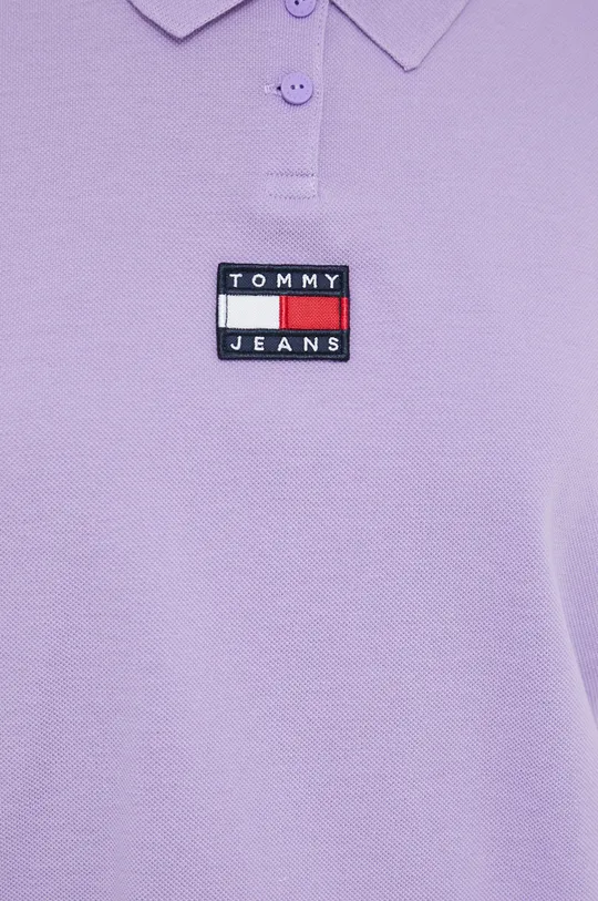 μωβ Βαμβακερό μπλουζάκι πόλο Tommy Jeans