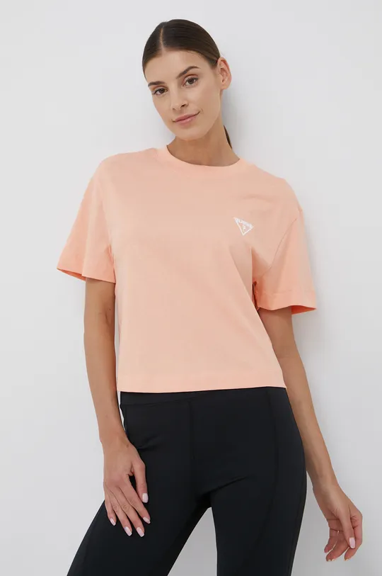 oranžová Bavlnené tričko Guess Dámsky