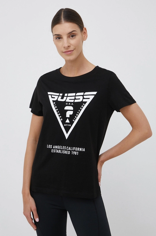 Бавовняна футболка Guess чорний