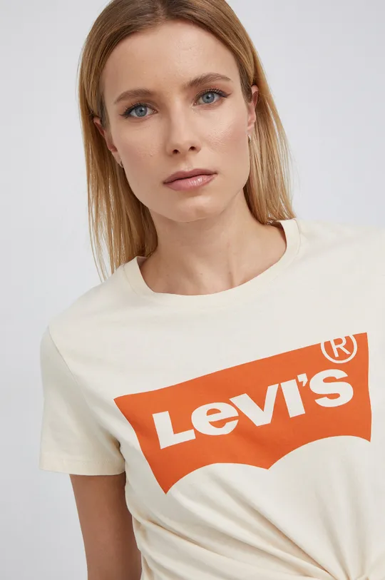 beżowy Levi's T-shirt bawełniany