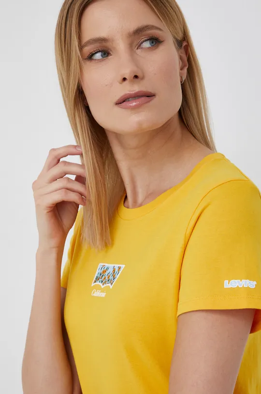 κίτρινο Βαμβακερό μπλουζάκι Levi's Γυναικεία
