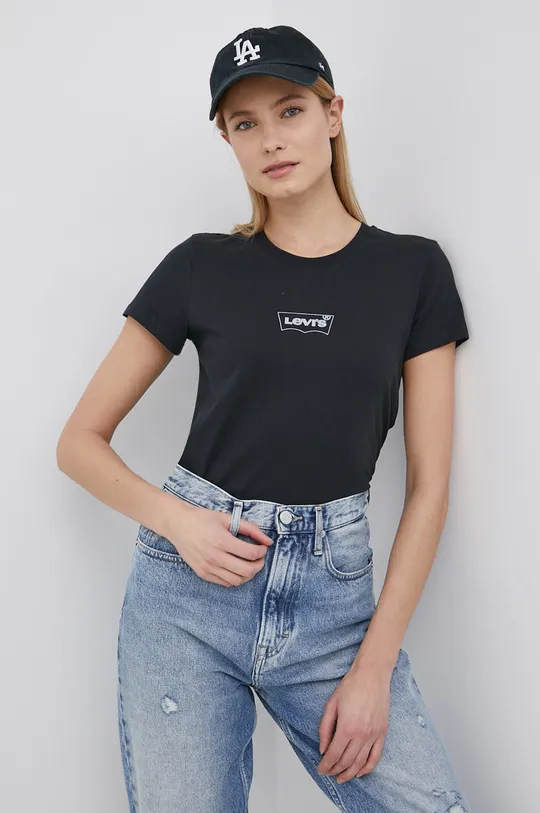 czarny Levi's T-shirt bawełniany Damski